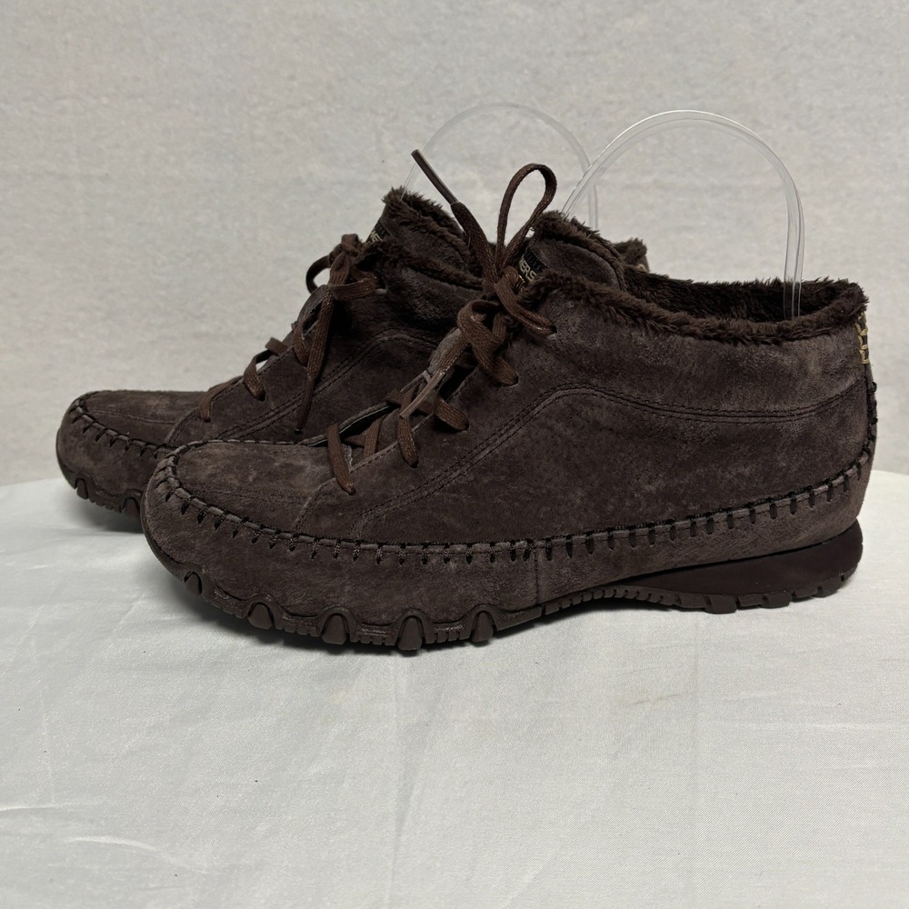 Skechers Womens 7 Bikers Totem Pole Chocolate Suede Leather Chukka Boots - Picture 3 of 7